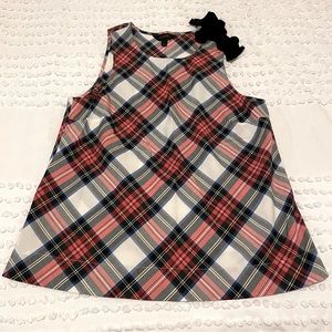 JCrew Christmas Plaid Blouse Tank